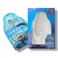 Load image into Gallery viewer, Blue Bottle Pop 3.5g Mylar Bags &amp; Boxes with Window
