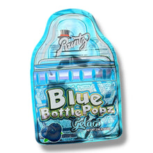 Load image into Gallery viewer, Blue Bottle Pop 3.5g Mylar Bags &amp; Boxes with Window
