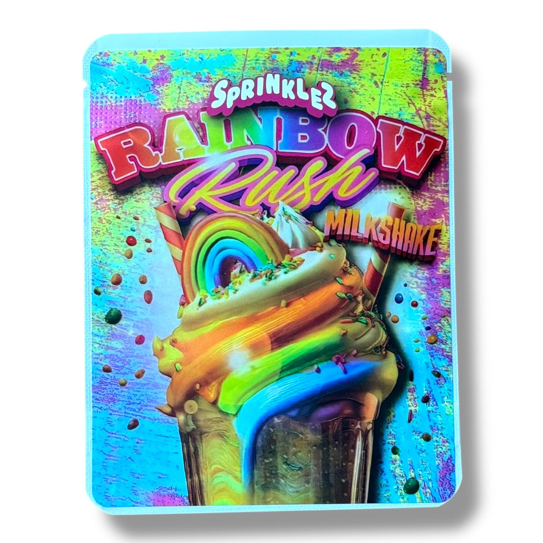 Sprinklez Rainbow Rush Milkshake 3.5G Mylar Bags -With stickers and label