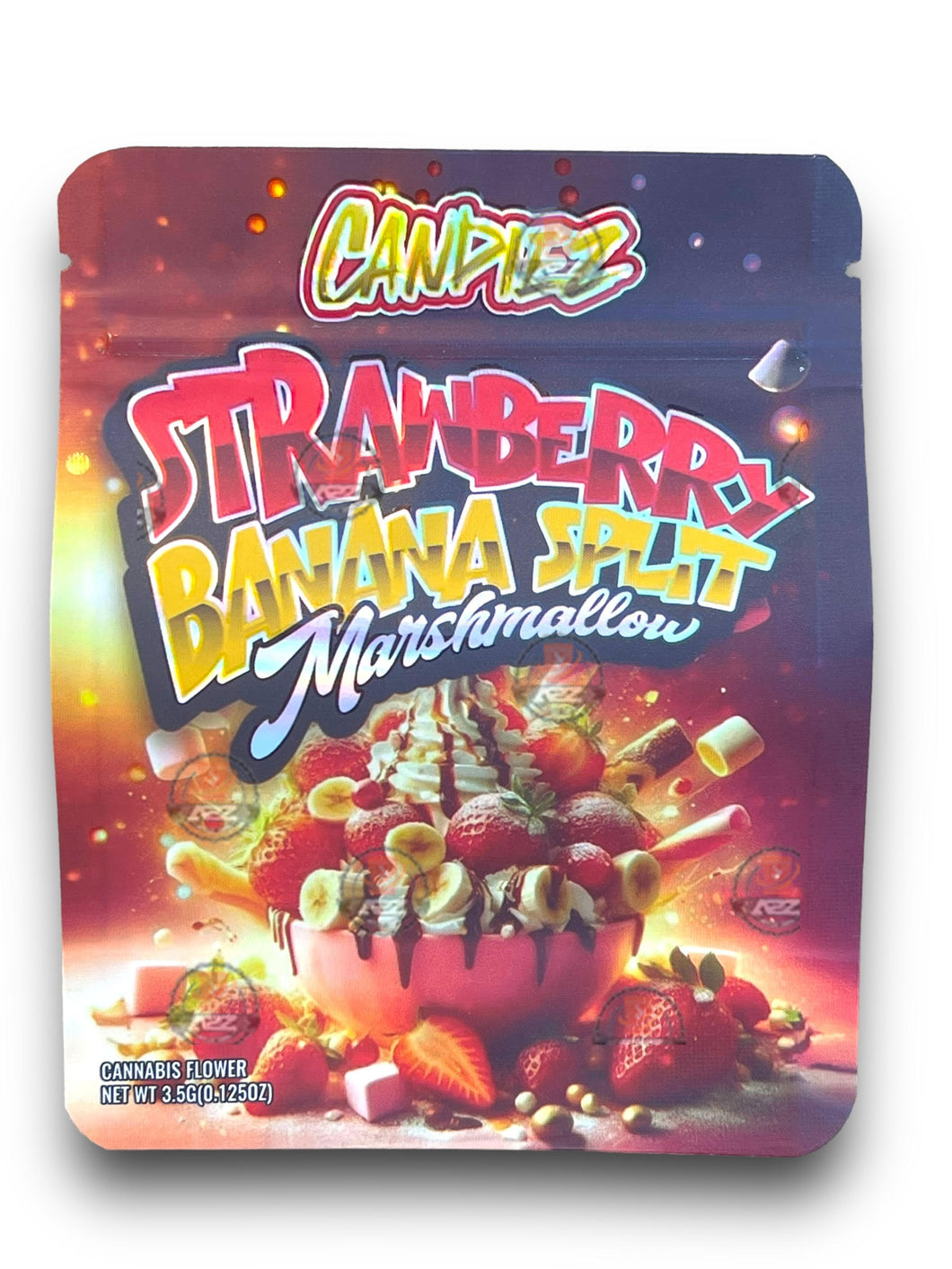 Candiez Strawberry Banana Split Marshmallow 3.5G Mylar Bags Holographic