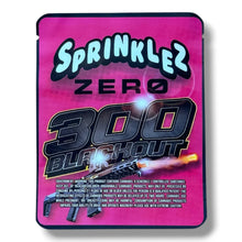 Load image into Gallery viewer, Sprinklez Zero 300 Blackout 3.5G Mylar sticker Bags -With stickers and label
