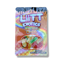 Load image into Gallery viewer, Liitt Exotics Sour Sour Aqua Worms 3.5g Mylar Bag 1000MG (Packaging Only)
