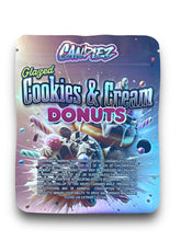 Load image into Gallery viewer, Candiez Glazed Cookies &amp; Cream Donuts 3.5G Mylar Bags Holographic
