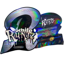 Load image into Gallery viewer, Black Unicorn White Runtz cut out Holographic Mylar bag 3.5g
