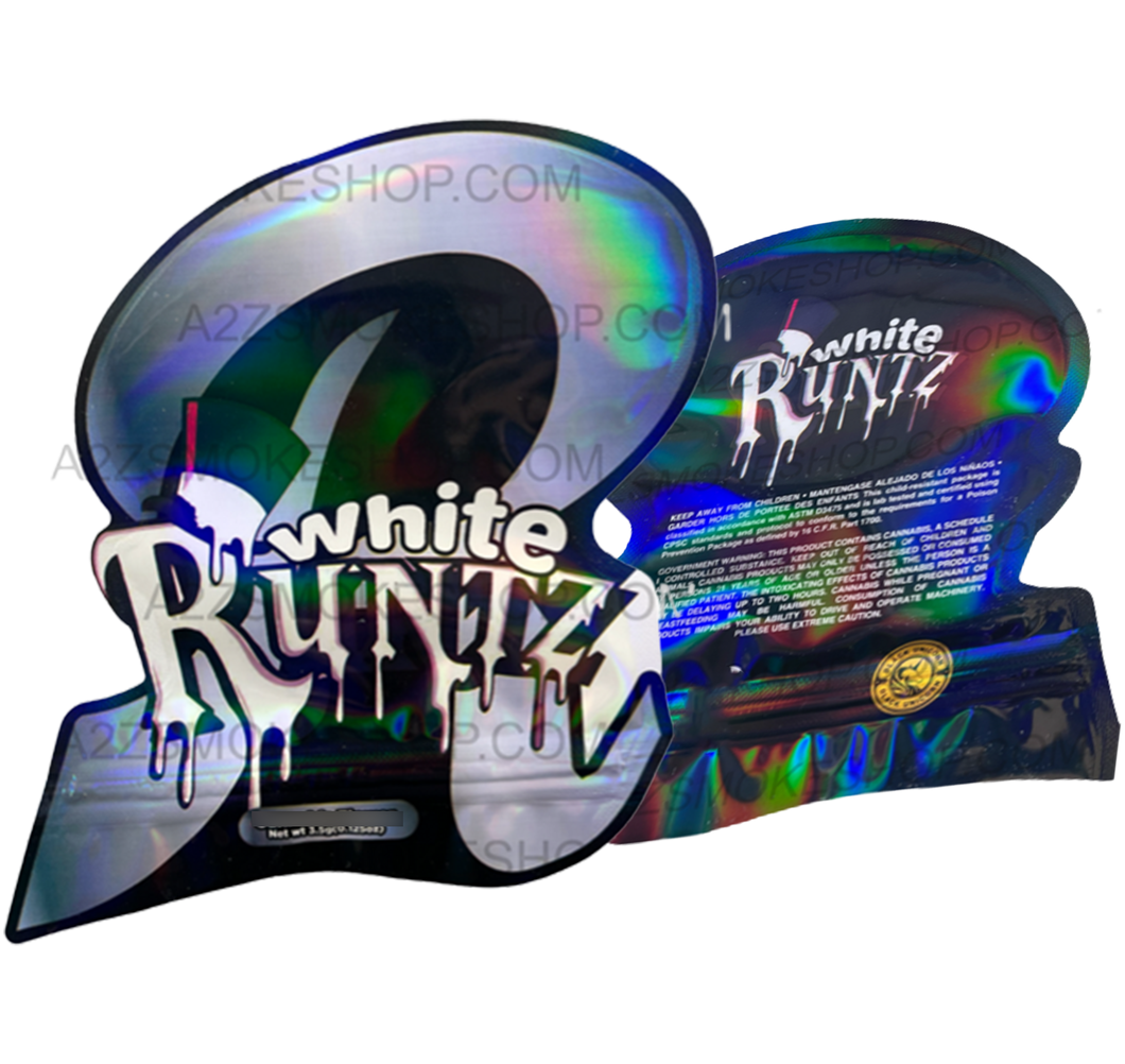 Black Unicorn White Runtz cut out Holographic Mylar bag 3.5g