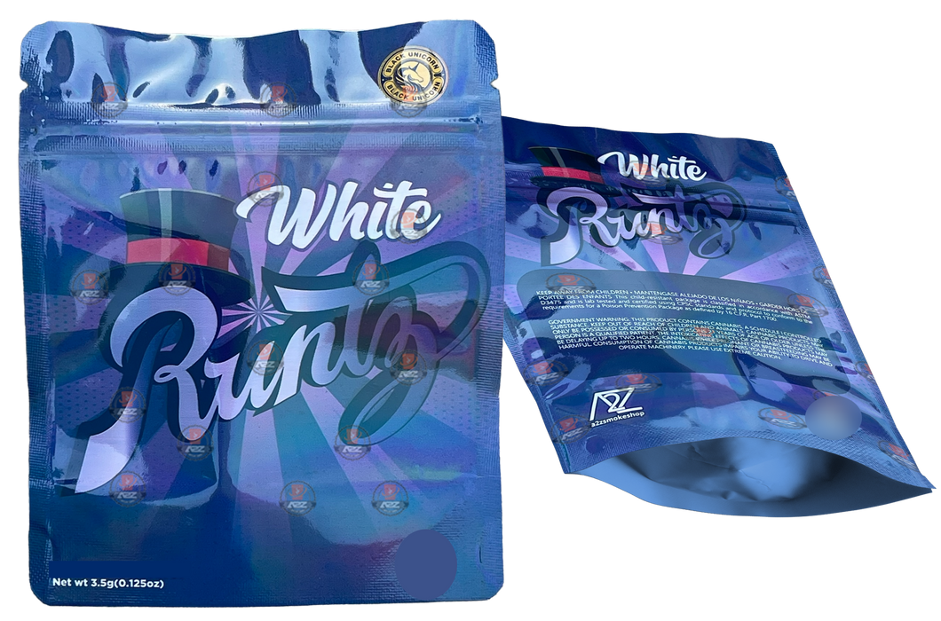Black Unicorn-White Runtz Holographic Mylar bag 3.5g