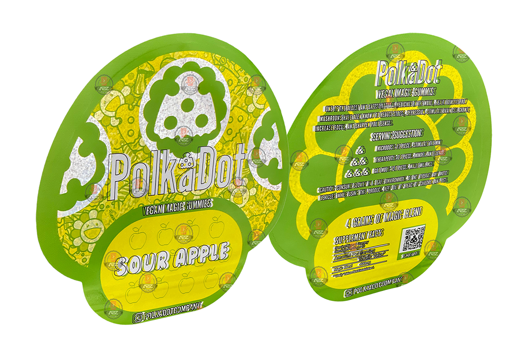 Polkadot Gummies Sour Apple Mylar bags 3.5g (Empty Bag-Packaging only)
