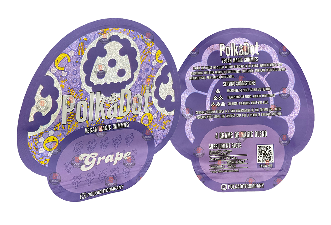 Polkadot Gummies Grape Mylar bags 3.5g (Empty Bag-Packaging only)