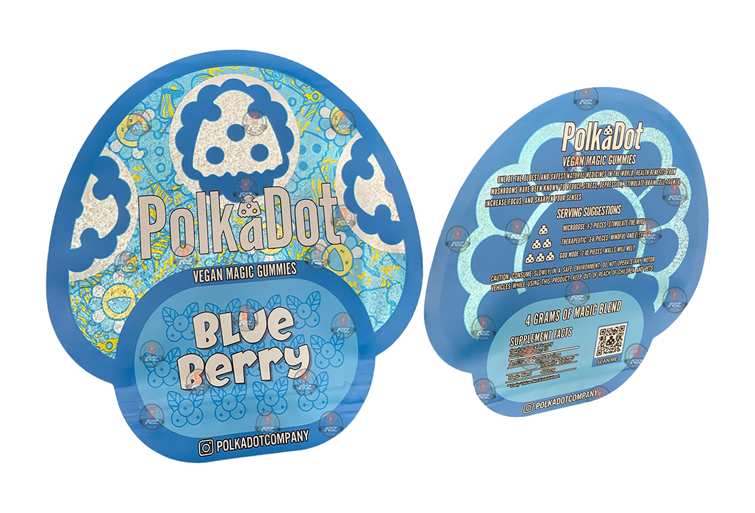 Polkadot Gummies Blueberry Mylar bags 3.5g (Empty Bag-Packaging only)