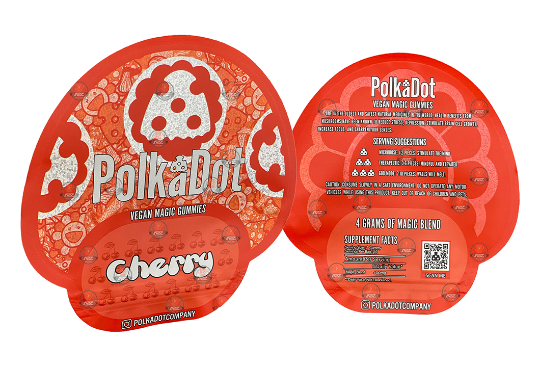 Polkadot Gummies Cherry Mylar bags 3.5g (Empty Bag-Packaging only)