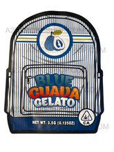 Load image into Gallery viewer, Backpack Boyz Blue Guava Gelato cut out Mylar zip lock bag 3.5G
