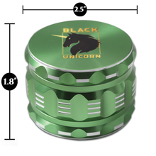 Load image into Gallery viewer, Black Unicorn Grinder with Pollen Catcher. Large 4 Piece, 2.5&quot; Aluminum (Green)
