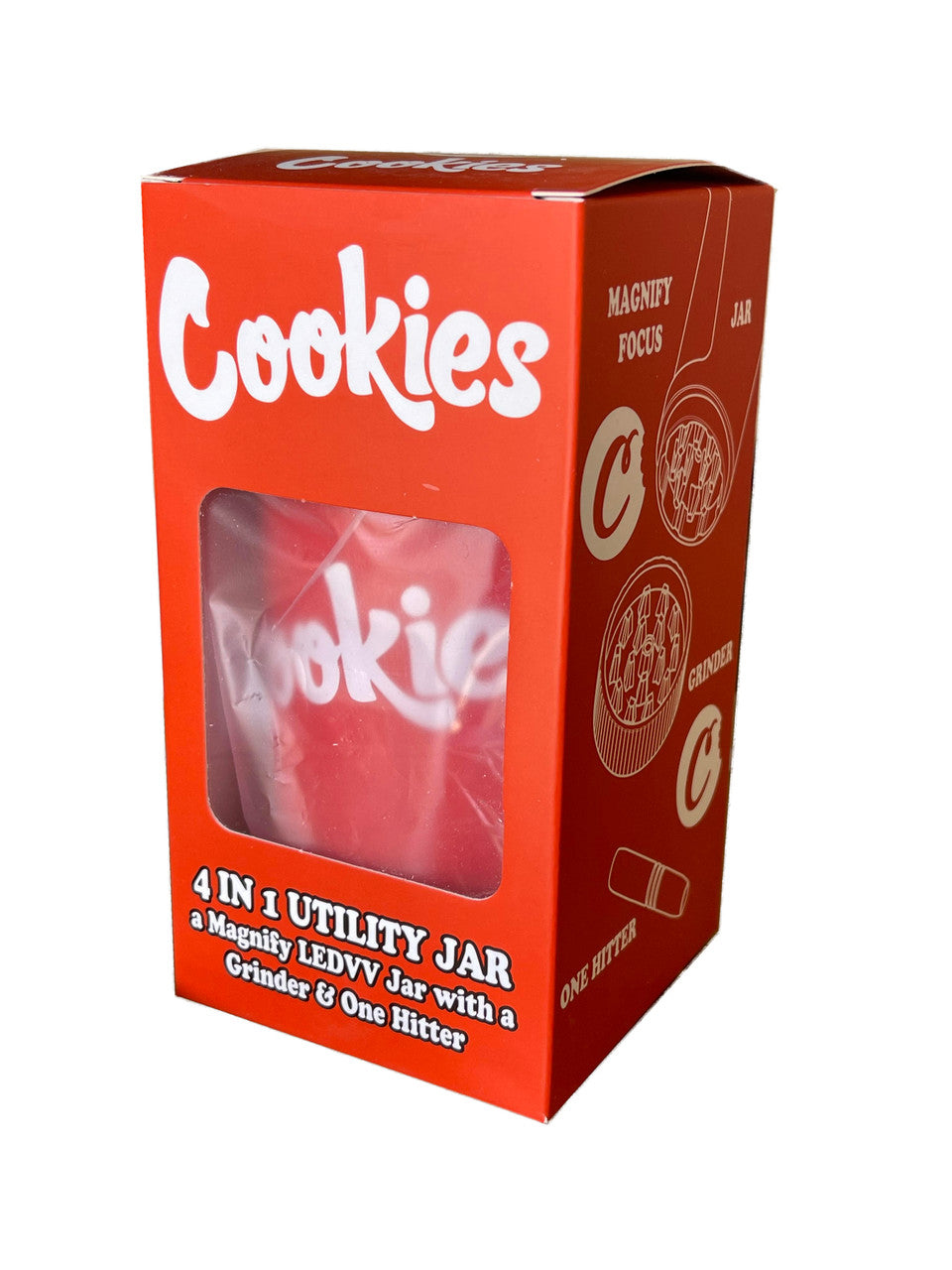 Cookies 4 in 1 Airtight LED Magnifying Jar w/Grinder & One-Hitter
