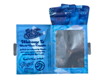 Load image into Gallery viewer, Limited Exclusive Puffport Blue G6 Gelato Mylar bags 3.5g  Jet Flo ZO Payd Book shape with window (Empty Bag-Packaging only)

