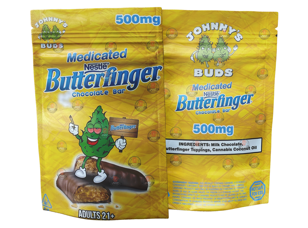 Medicated Butter Finger Chocolate Bar 500mg Mylar bags -Empty Packaging Only
