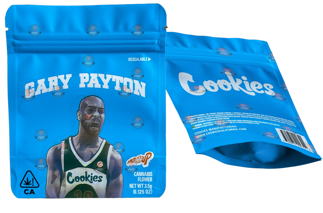 Cookies Gary Payton Mylar Bags 3.5 Grams Seal Proof Resealable Bags w/ Holographic Authenticity Stickers