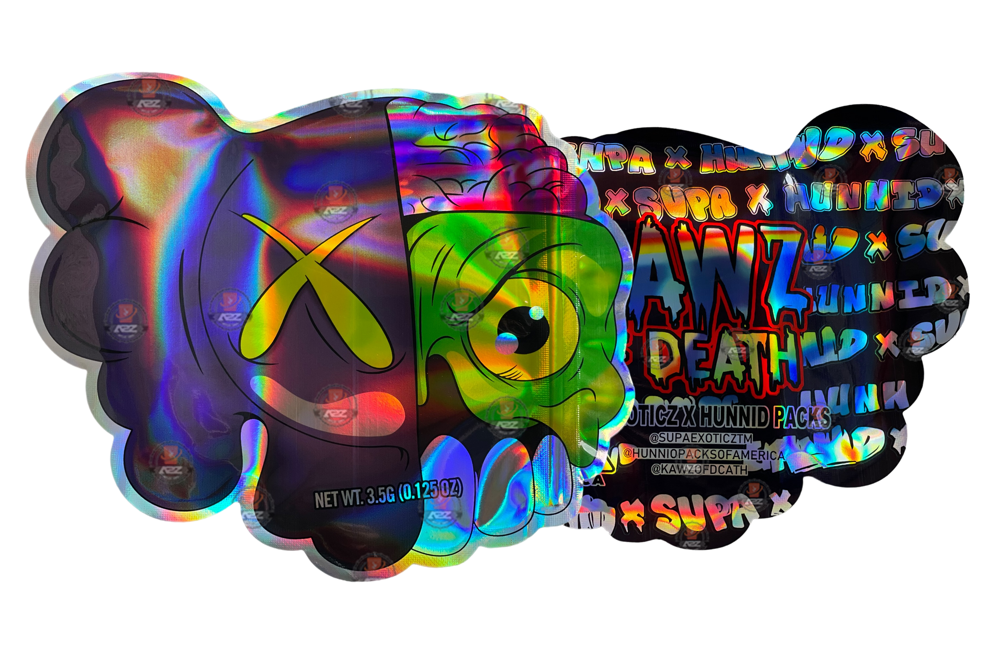 Kawz Of Death 3.5g Mylar Bag Cut Out-Holographic Supa