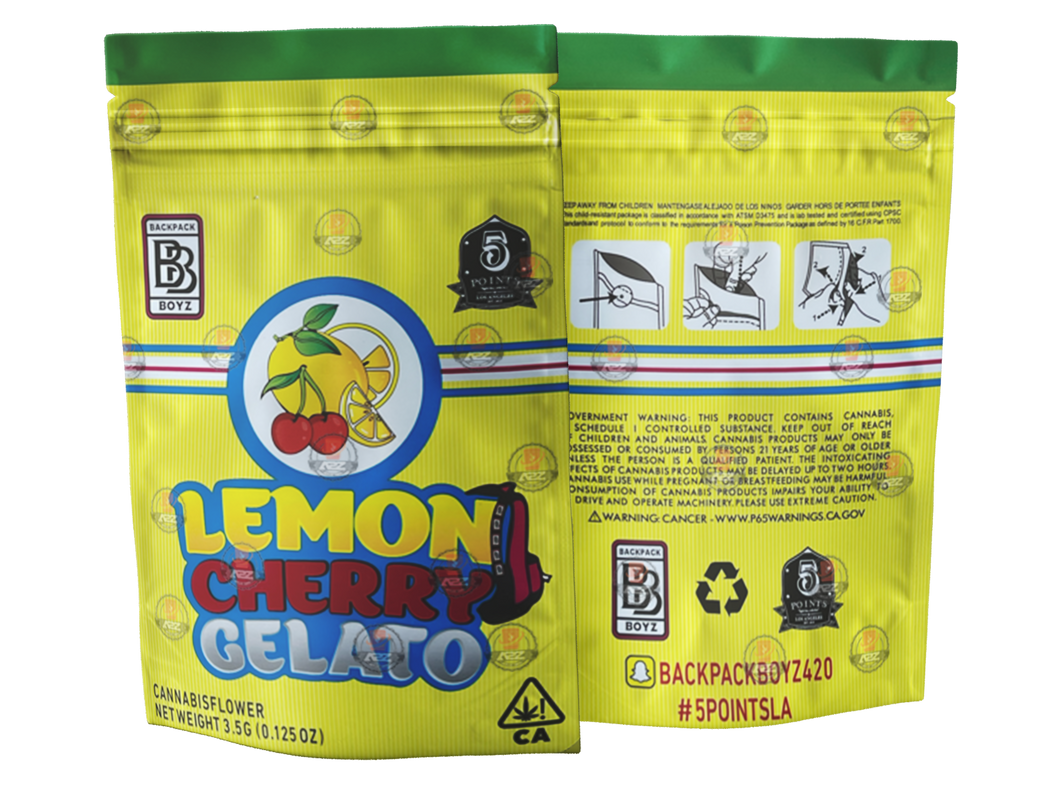 Backpack Boyz Lemon Cherry Gelato 3.5 Grams Smell Proof Mylar Bags