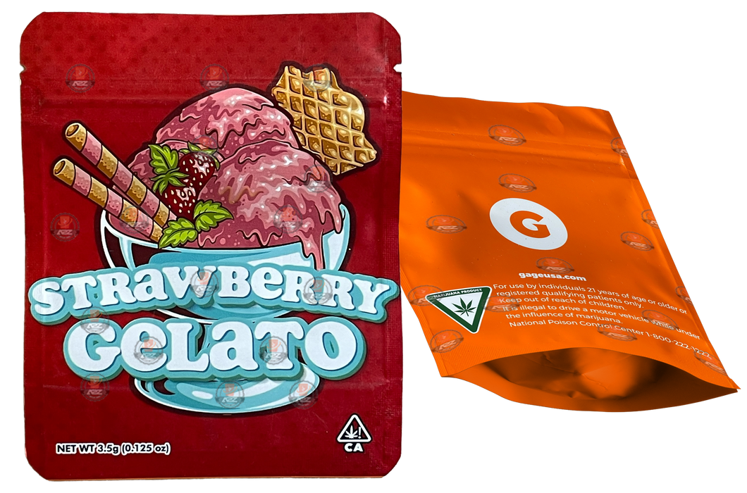Strawberry Gelato Mylar bag 3.5g Smell Proof Airtight Mylar Bag- Packaging Only